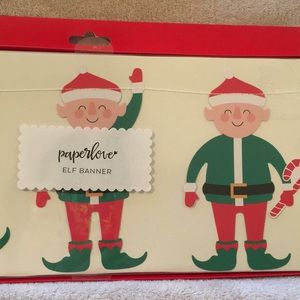 Holiday Elf Paper Banner Garland 5’ NWT Paperlove
